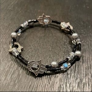 Wire beaded wrap around bracelet